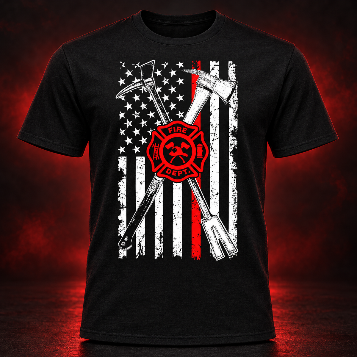 Axe & Halligan Thin Red Line Shirt black adult shirt mockup