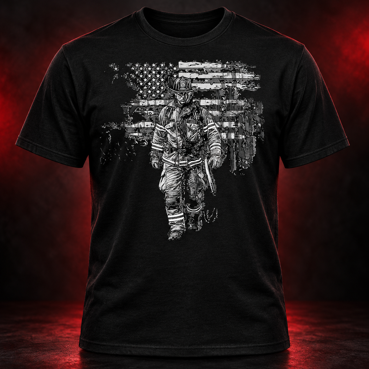 American Flag Firefighter Hero Shirt black adult shirt mockup