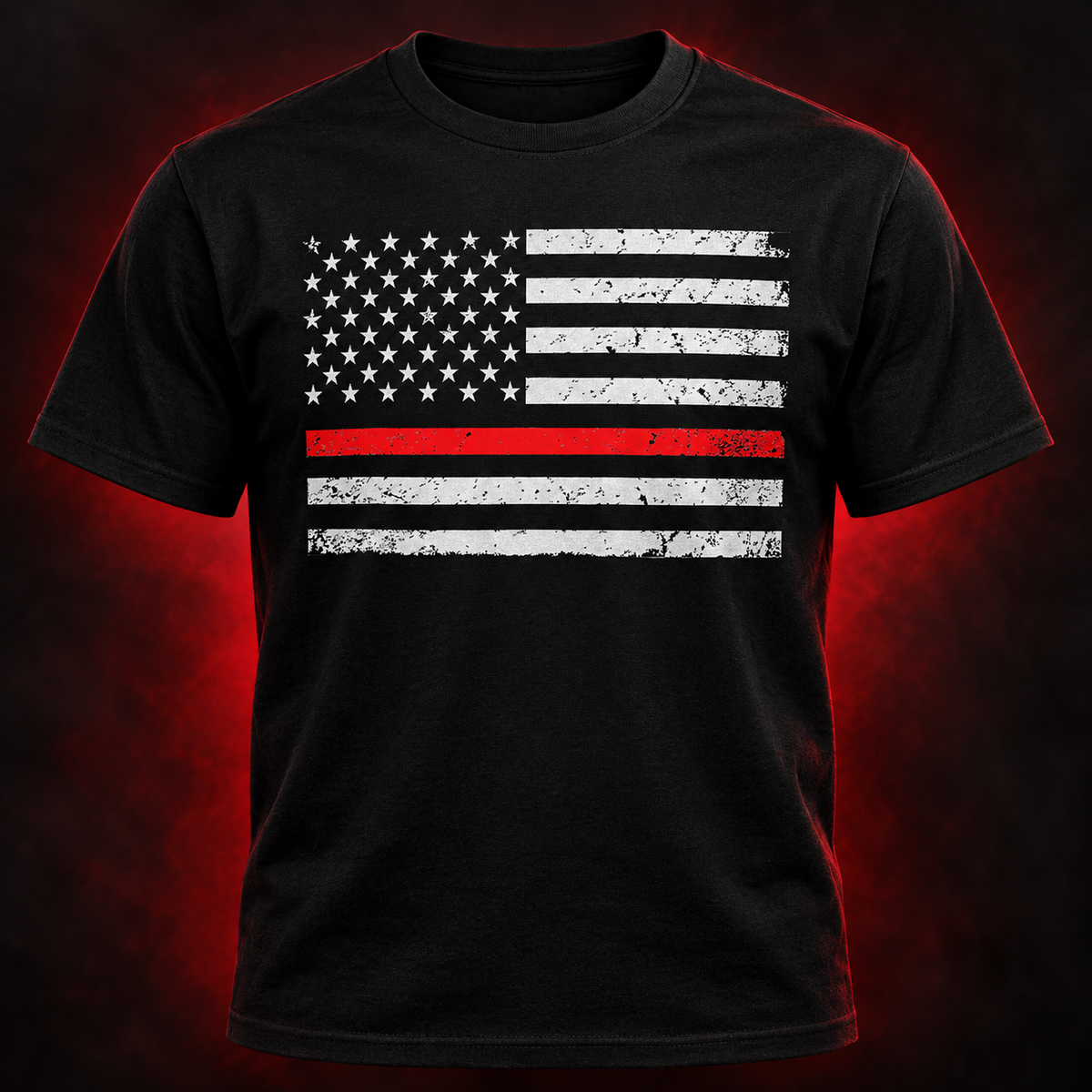 Classic Thin Red Line Flag Shirt black adult shirt mockup
