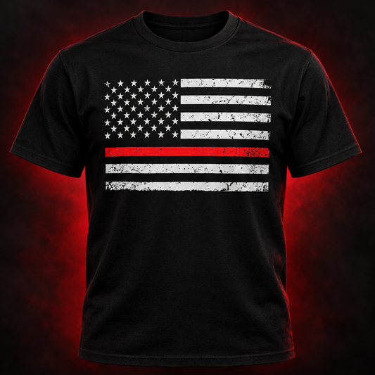 Classic Thin Red Line Flag Shirt black adult shirt mockup