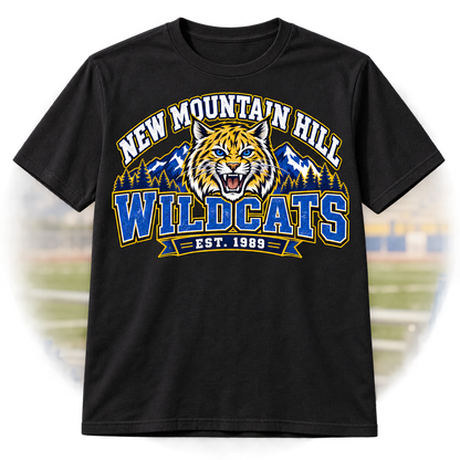 Mountain Hill Wildcats Spirit Adult Shirt on black shirt