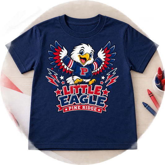 Pine Ridge Little Eagle Spirit on navy youth shirt