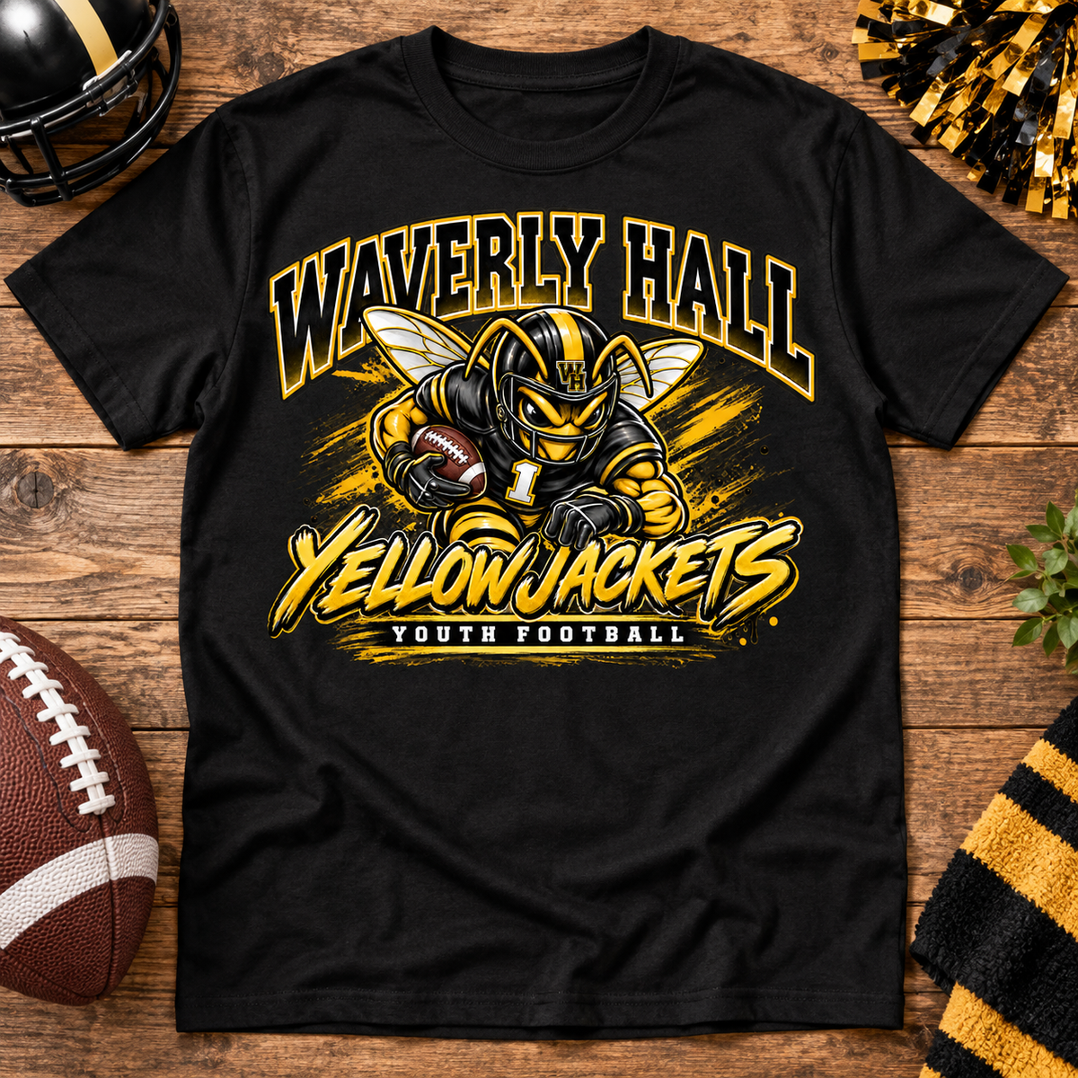 Waverly Hall Yellow Jackets youth football black shirt
